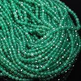 Song Xi 90pcs 4mm Natural Green Aventurine Gemstone Beads Faceted Round Loose Stone Beads for Jewelry Making (1 Strand)