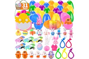 CINLILIAN 31Packs Prefilled Easter Eggs with Toys Inside,Easter Egg Fillers,Bulk Toys for Easter Basket Stuffers Classroom Favors Egg Hunt,Treasure Box Prizes Toy Easter Gifts Party Favors for Boys Girls