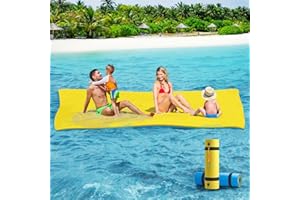 CTSC Floating Mat - Lily Pad Floating Mat - Water Mat - 8 x 4 Ft Floating Mat for Lake, 3-Layer Tear-Resistant XPE Foam with a 16.4' Elastic Bungee Tether for Lake, Beach, Ocean, Pool(8' x 4' x 1.3")