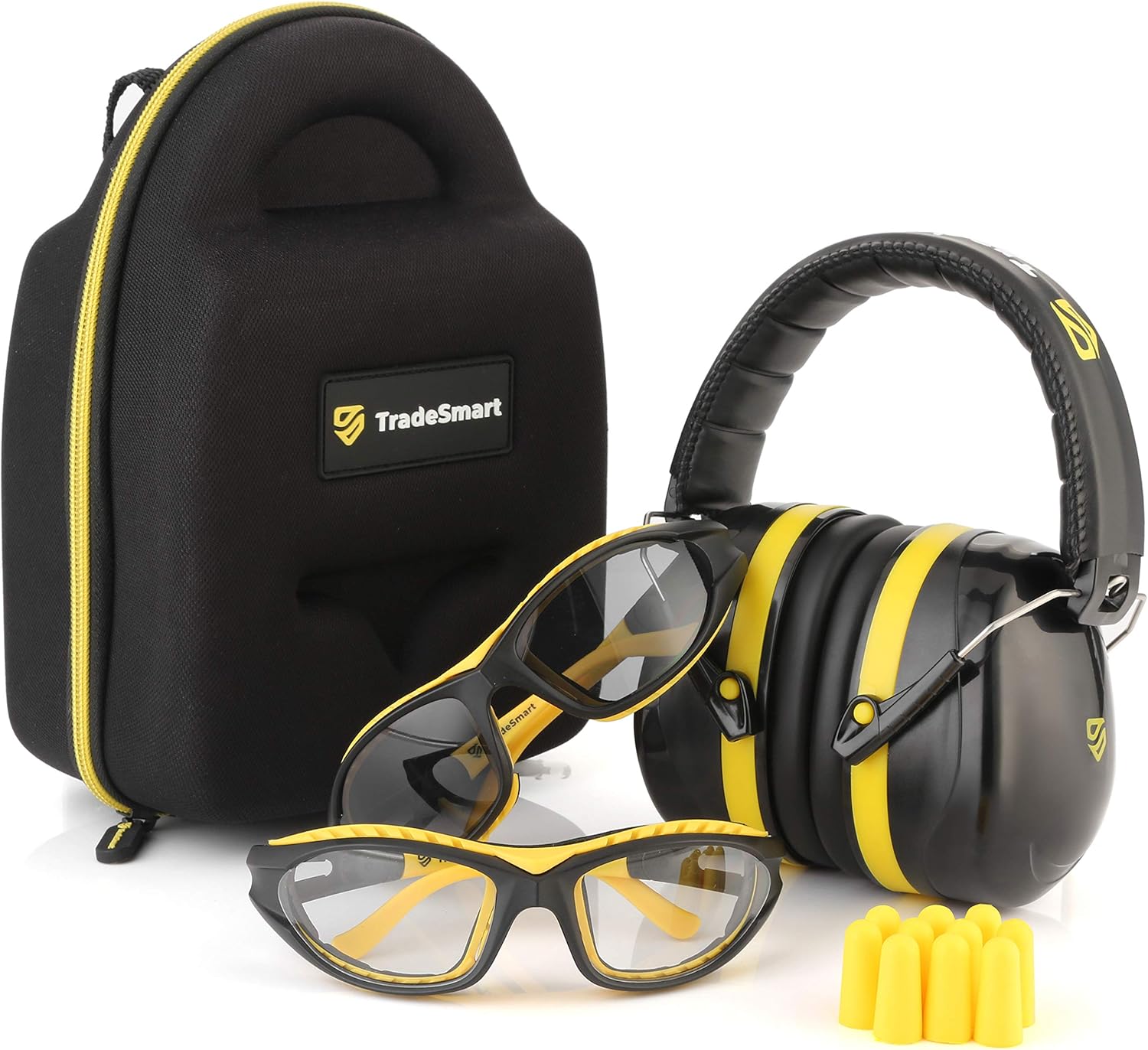 TRADESMART Shooting Range Earmuffs and 2X High Impact Safety Glasses