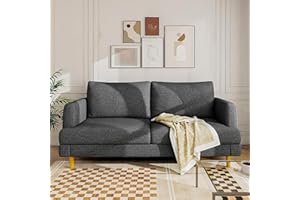 LIVING&GIVING Loveseat Sofa Couch for Living Room with USB Type C Ports – 70" Small Dark Gray Upholstered Couches for Bedroom, Office or Apartment–Modern 2-Seater Deep Seating with Soft Cushions & Sturdy Frame