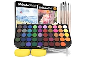 Nicpro Watercolor Paint Set, 48 Water Colors Kit with 8 Squirrel Brushes, Palette, Watercolor Pen, 25 Art Pad Paper, 2 Art Sp