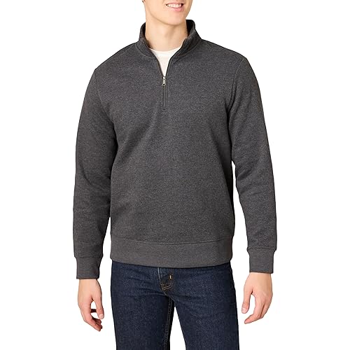 Amazon Essentials Men's Long-Sleeve Quarter-Zip Pullover Fleece Sweatshirt, Charcoal Heather, Medium