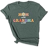 Personalized Mom Grandma Est Shirt T-Shirt, Est Custom Grandma T-Shirt, Gift For Grandma, Grandma To Be Shirt, New Grandma Shirt, Baby Announcement Tee, Christmas Grandma Gift Shirt, Mothers Day Tee