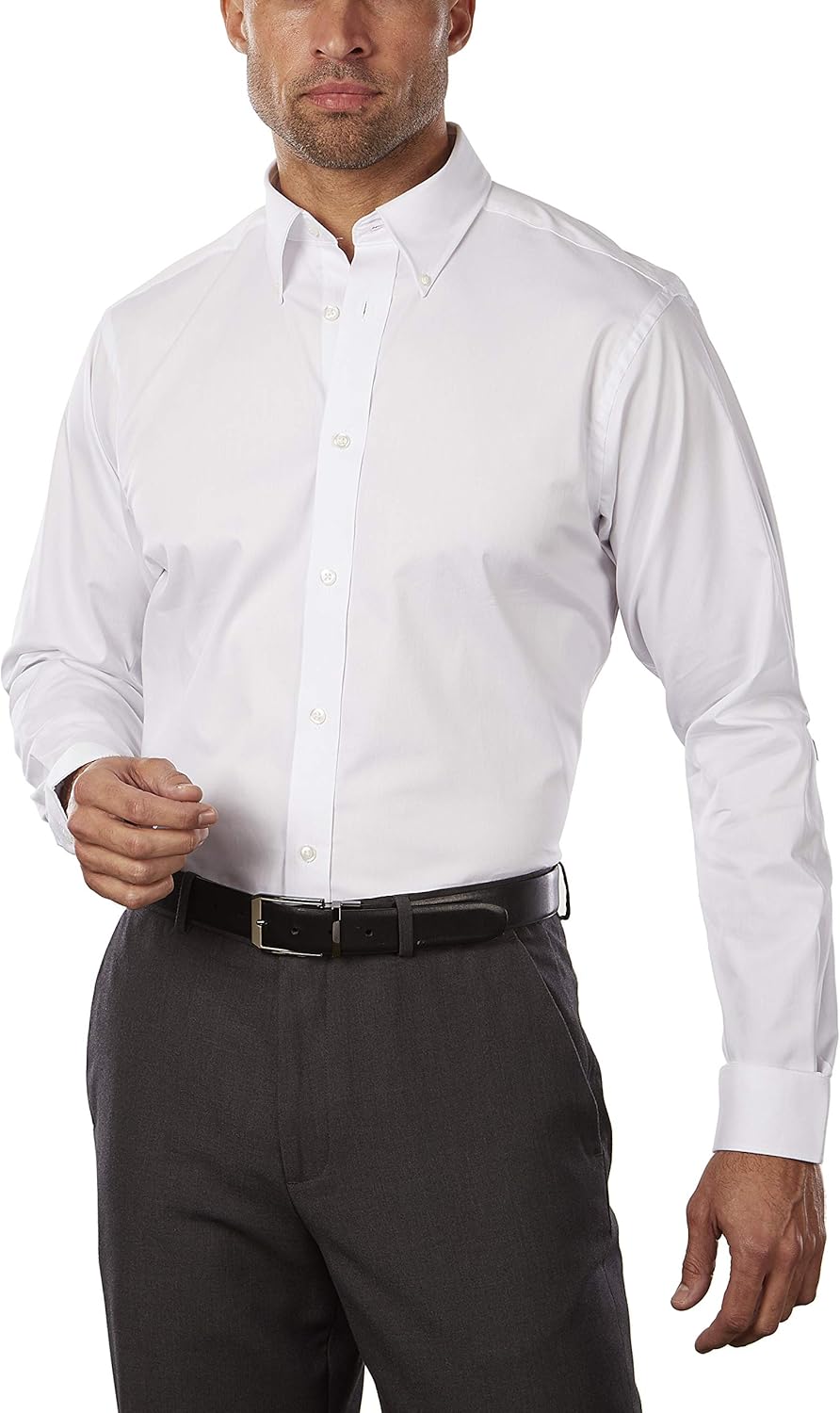 IZOD Men's Dress Shirt Regular Fit Stretch Cool FX Cooling Collar Solid at  Men’s Clothing store