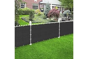 HOUSSITY 3' x 22' Black Privacy Screen Fence Cover Panel Shade Cloth Fabric for Chain Link Fence Gate Balcony Deck Patio Pool Railing Porch Playground Yard Garden Farm
