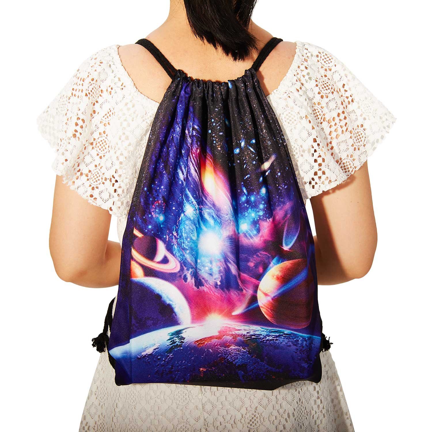 TUONROAD Rucksack Turnbeutel Set,Rucksack Turnbeutel Damen,Weltraum Rucksack Mit Kordelzug