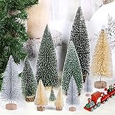 CCINEE 30pcs Sisal Frosted Mini Christmas Trees, Miniature Christmas Bottle Brush Trees Plastic Pine Tree for Crafts Home Tabletop Decorations