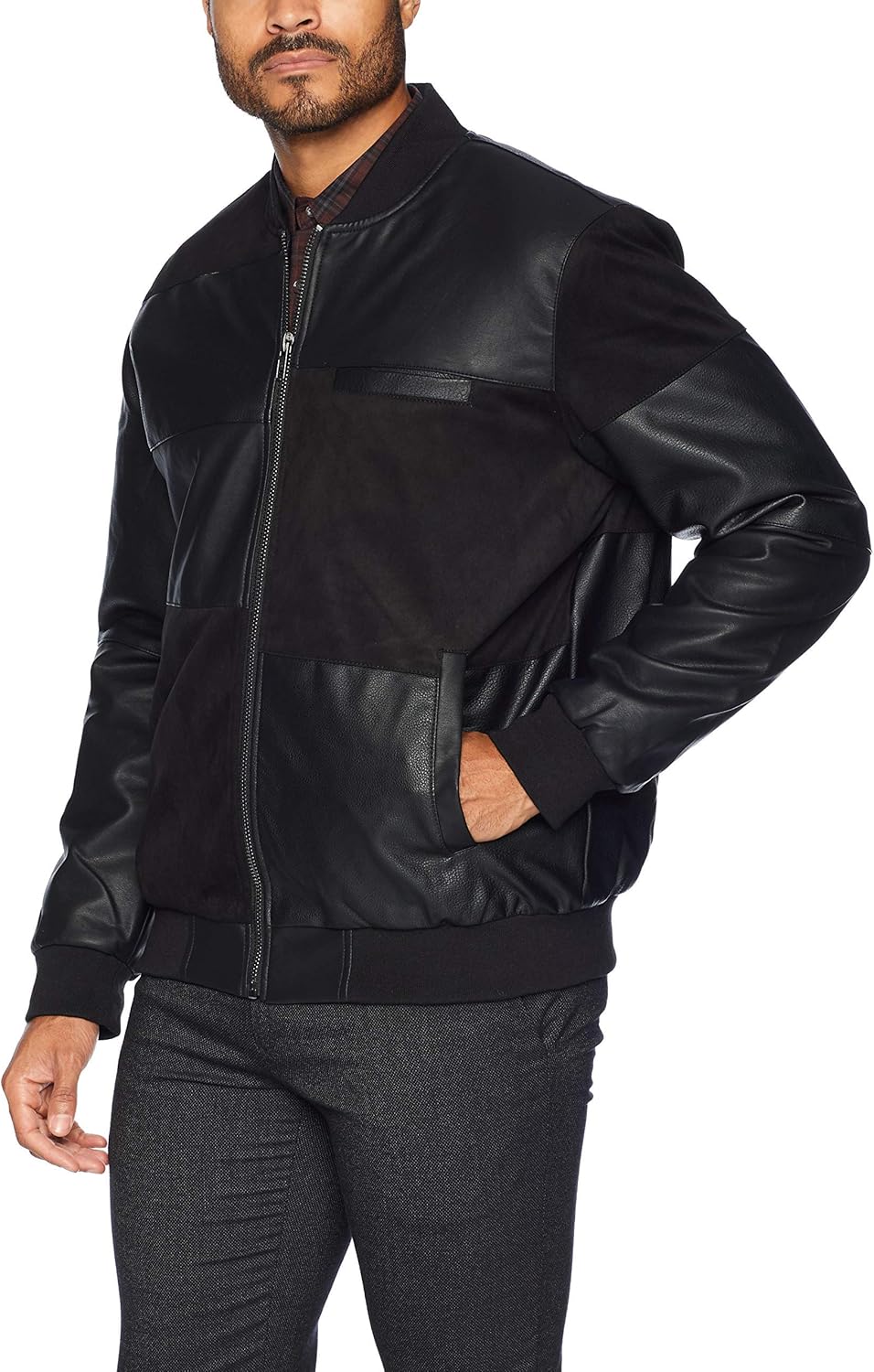 vegan suede bomber jacket