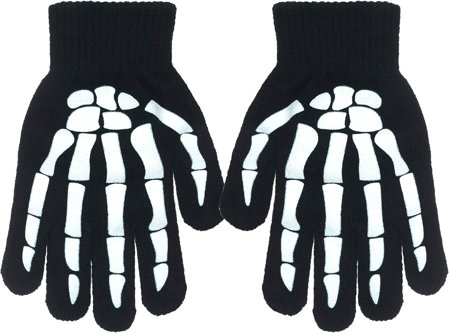 Polar Wear Boy's Skeleton Knit Beanie with Eye Holes & Glove Set (Black-White): Clothing