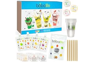 BOBALIFE BUBBLE TEA IN THE MAKING Bubble Tea Kit Gift Box - Fruit Selection Makes 12 Drinks | Flavoured Syrups Strawberry, Apple, Pineapple and Passion Fruit | Suitable for Vegans | By Bobalife