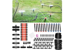 JAYEE 130FT Drip Irrigation Kit, Garden Irrigation System with Drip Nozzle Emitters,Drip Irrigation Tubing and Drip Irrigation Parts, Automatic Watering System for Potted Plants,Greenhouse,Lawn
