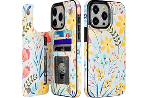HAOPINSH for iPhone 15 Pro Max Wallet Case with Card Holder, Floral Flower Pattern Back Flip Folio PU Leather Kickstand Card Slots Case for Women Girls, Double Magnetic Clasp Shockproof Cover 6.7"