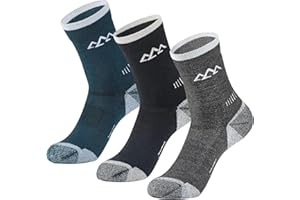 innotree 3 Pack Men's Merino Wool Hiking Socks, Micro Crew Cushioned Hiking Walking Socks Moisture Wicking Trekking Socks