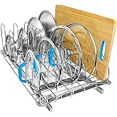 LYNK PROFESSIONAL® Pull Out Pot Lid and Cookie Sheet Organizer Rack for Cabinet - Lifetime Ltd. Warranty - Sliding Kitchen Organizers – Pans, Lids, and Tray Storage - 14W x 21D, Extra-Large, Chrome