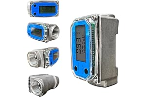 JJFFTAO Flow Meter 3/4”Digital Turbine Flow Meter 1" Interface Size can be Switched Between Each Other Digital Fuel Flowmeter for Measuring Diesel Kerosene Gasoline，Digital Display Flow Meter Auto on & Off