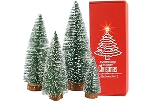 Small Christmas Tree, Mini Christmas Tree, Bottle Brush Trees Christmas Decor with Wooden Base for Christmas Party Home,Table