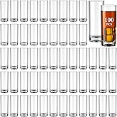 FillTouch 100 Pcs Shot Glasses Set 2.2 oz Mini Shot Cup Bulk, Clear Plastic Unbreakable Base Plastic Glass for Custom, Birthday Wedding Guest Gift (Tall)