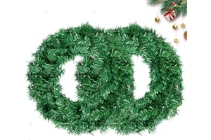 KIECUSOY Christmas Wreaths for Front Door Outside, Wreaths for Christmas Decorations,16" Canadian Artificial Pine Christmas Wreath for Christmas Day Party,Unlit Wreaths for All Seasons (2, Green 16")