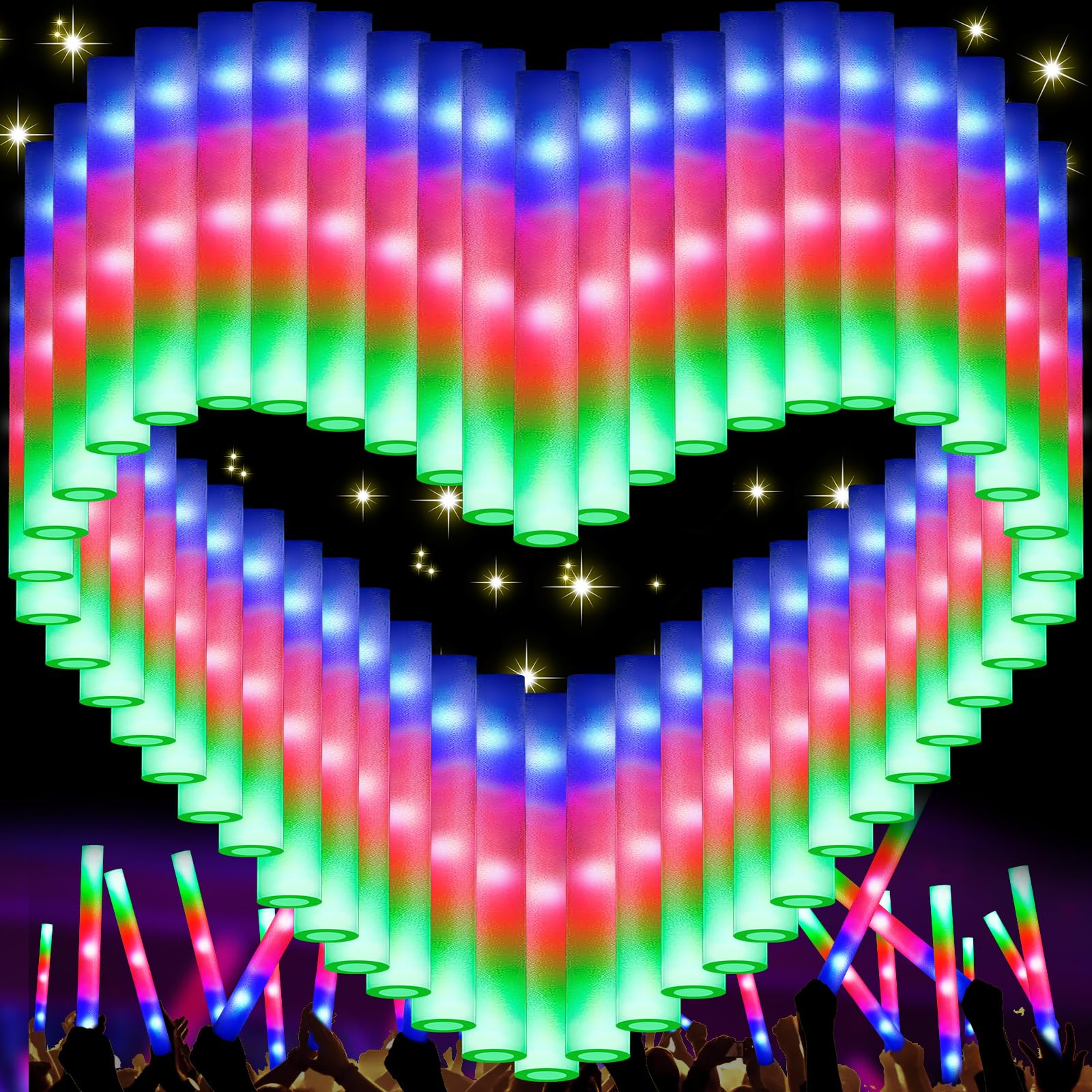 Photo 1 of 217 PCS Glow Sticks Bulk Party Pack, Foam Glow Sticks, Glow In The Dark Party Supplies, Foam Light up Sticks with 3 Modes Colorful Flashing, Foam Glow Sticks Bulk for Wedding, Party, Birthday, Raves