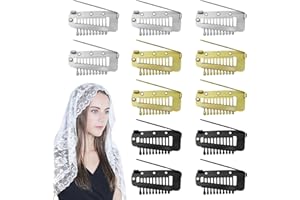 Luwrevc Chunni Clips with Safety Pins, 12Pcs Teeth Strong Dupatta Clips with Safety Pin, Easy to Use with Dupatta, Hijab & Ti