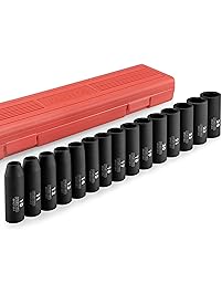 Neiko 02474A 1/2&rdquo; Drive Deep Impact Socket Set, Cr-V Steel, 6-Point | 15-Piece Set | Metric 10-24mm