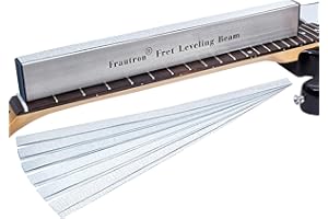 Frautron Fret Leveling Beam, 16 Inch Stainless Steel Fret Leveler Sanding Block, Guitar Fret Level File Bar Luthier Repair Tool with 2-Set of 120/240/320/400/600/1000 Grit Replacement Sandpaper