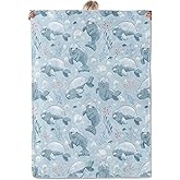 Aonimonis Cheerful Manatee Throw Blanket Gifts for Women, Soft Fuzzy Warm Cozy Flannel Blankets for Bedroom, Travel, Couch, Home Decor 50x60 in