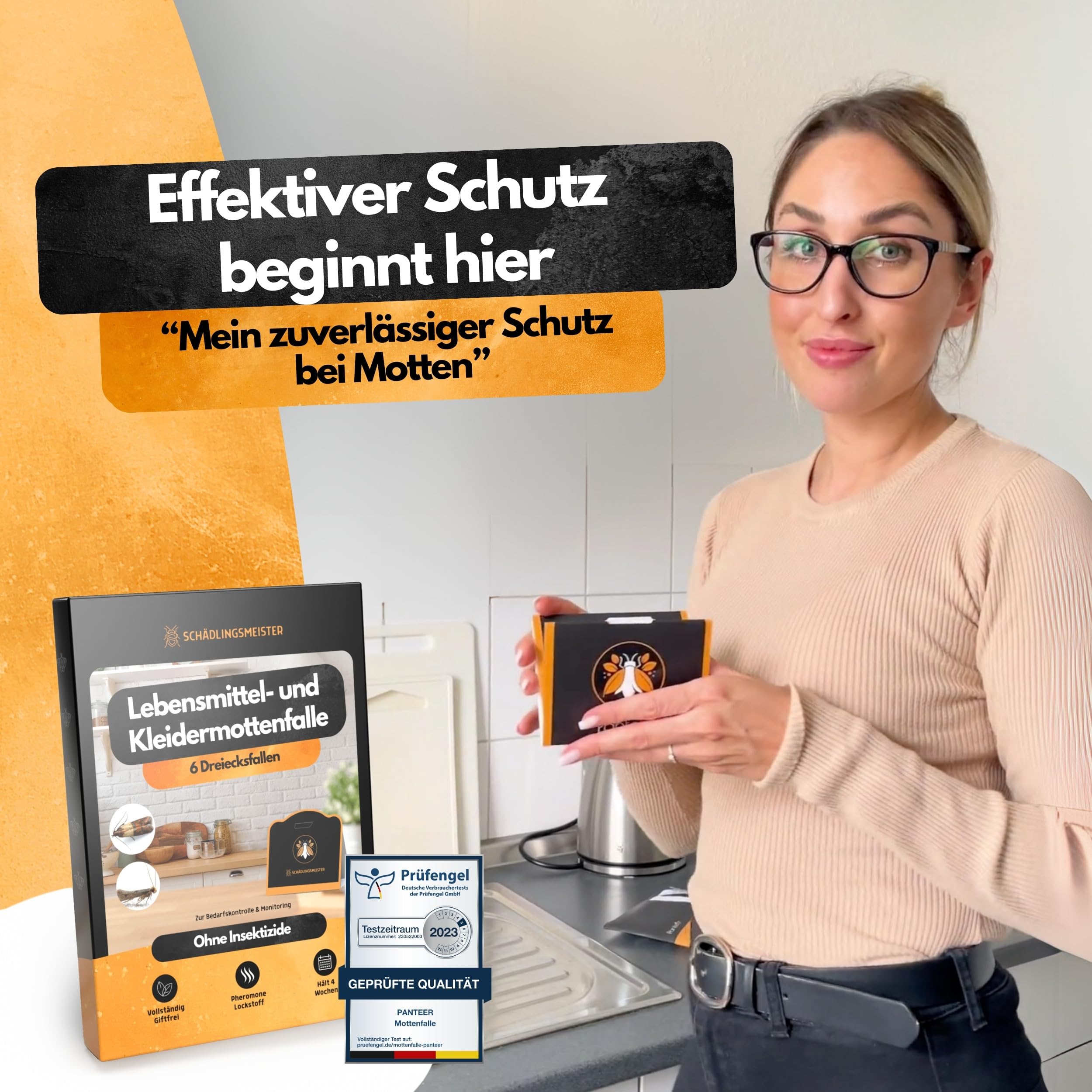 Mottenfalle - 6x Dreiecksfallen - Pheromonfalle mit hoher Wirksamkeit - Gegen Lebensmittelmotten & Kleidermotten - (2 in 1 Mottenfalle) - Lebensmittelmotten Falle - Mottenfalle Lebensmittel 5