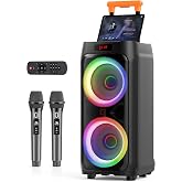 Karaoke Machine for Adults, 500W Bluetooth Speaker with Dual 8" Subwoofer | 2 Wireless Microphones, Bass/Treble Adjustment, Bluetooth 5.3, RGB Light, 24H+ Playtime, TV Connection, Home Party &amp; Outdoors