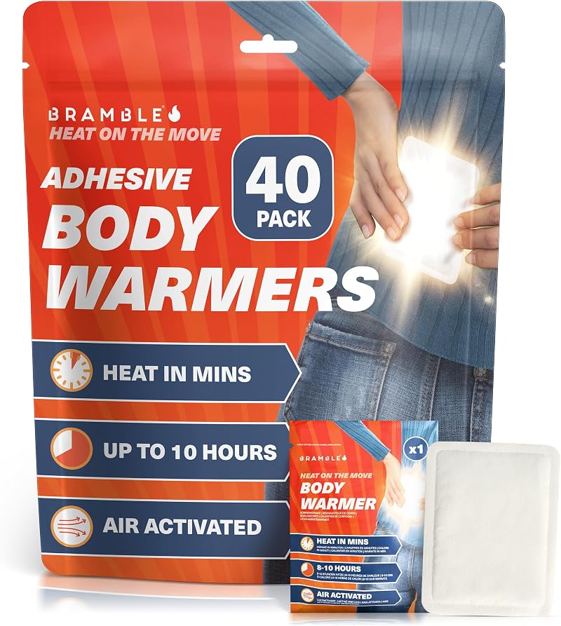 Bramble Adhesive Body Warmers 40 Pack Ultra-Thin Patches Air-Activated