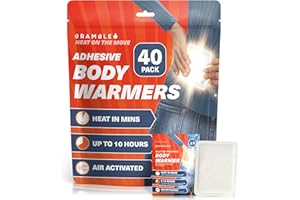 BRAMBLE 40 Adhesive Body Warmers for Cold Weather - Long Lasting Up to 10 Hr - Stick On Body Warmers with Adhesive for Ski, C