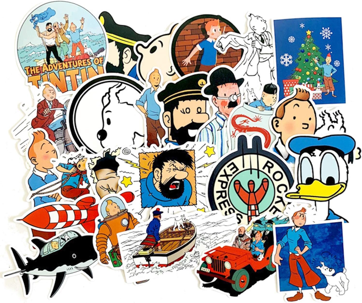 25pcs American Comic Book The Adventures of Tintins Stickers for Water Bottles Laptop Motorcycle Bicycle Skateboard Luggage Decal Graffiti Patches Stickers