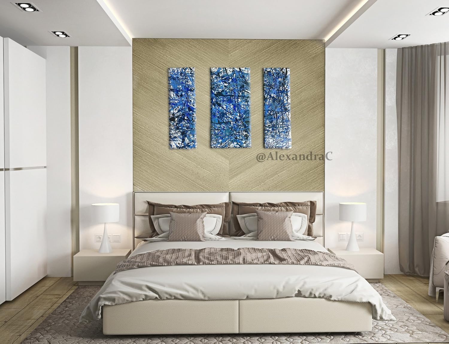 Amazon Com Hand Painting Oil Based Jackson Pollock Style Blue