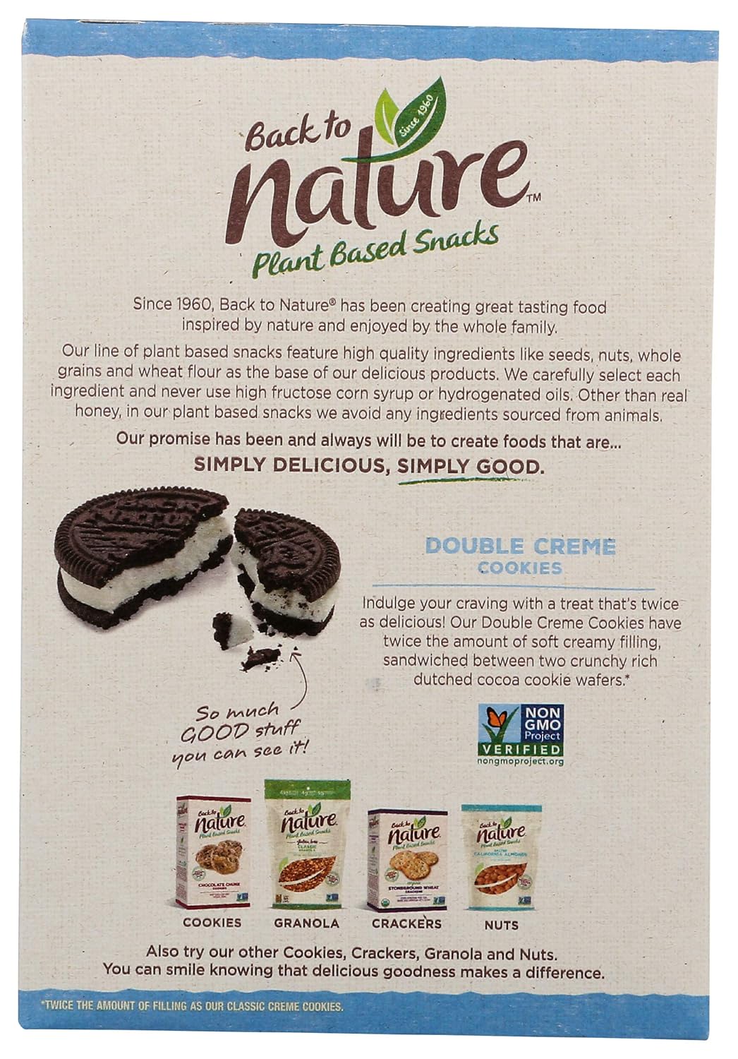 Back To Nature Cookies Non Gmo Double Classic Creme 10 7 Ounce Packaging May Vary Amazon Com Grocery Gourmet Food