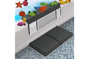 Supa Ant Baby Bath Kneeler and Elbow Rest Pad –Mom’s Choice Award Winner –US-Designed Extra Thick Bathtub Kneeling Pad with 8 Suction Cups, 5-Pocket Organizer, Non-Slip, Cushioned, Durable (Charcoal)