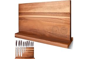 XYJ Magnetic Knife Block for Stainless Steel Knives,Scissors,Natural Wooden Holders Double Side Knife Storage Organizer Kitch