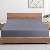Bamboo Viscose Cooling Fitted Sheet King Size Only | 400 Thread Count, 16" Deep Pocket Cooling Bottom Sheets for Hot Sleeper, Silky Soft Breathable, King, Dark Grey