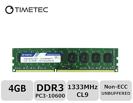 Timetec Hynix IC DDR3 1333MHz PC3-10600 Unbuffered Non-ECC 1.5V CL9 2Rx8 Dual Rank 240 Pin UDIMM Desktop Arbeitsspeicher Modu