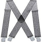 Anuoli Suspenders for Men Heavy Duty,2 inch Elastic Adjustable Mens Suspenders with Clips for Seniors Friends Husband