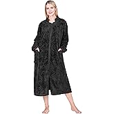 PAVILIA Womens Housecoat Zip Robe, Sherpa Zip Up Front Robe Bathrobe, Plush Warm Zipper House Coat Lounger, Pockets Fluffy