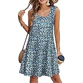 elescat Sundresses for Women Casual Loose Summer Dresses Sleeveless U Neck Tank Dress with Pockets