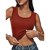 Women Wide Strap Ribbed Cropped Tank Tops 2026 Summer Trendy Crop Top Tight Fit Basic Sleeveless Camisole