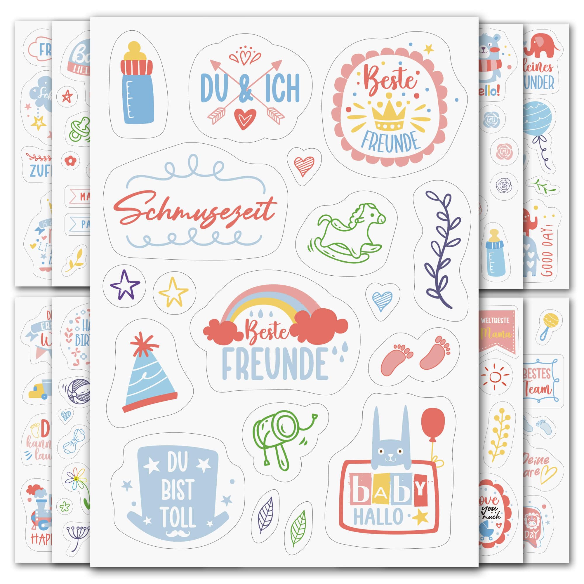 BIROYAL Sticker Baby - Sticker for Baby Album, Photo Album & Gifts - Sticker Set for Girls and Boys on 9 Sheets