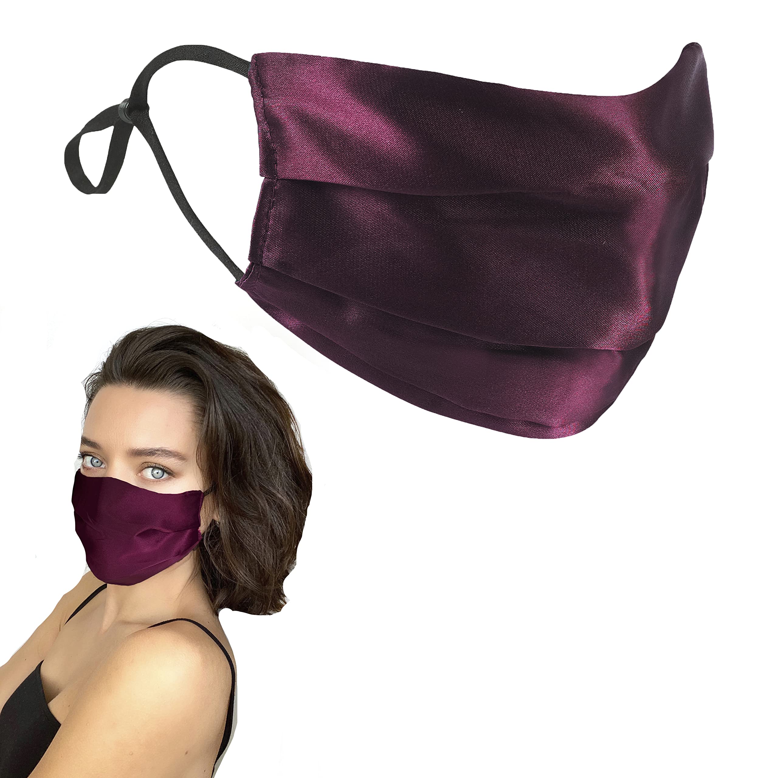 GOLDEN HOUR Silk Satin Face Mask for Sensitive Skin | Maroon (Single)