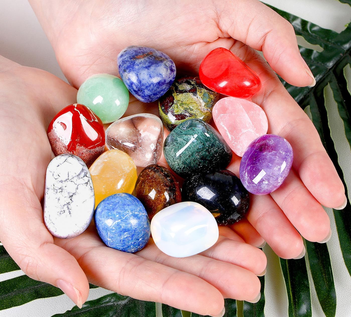 Indoor Fountains & Accessories - DUQGUHO 15 Pcs Natural Crystals Bulk Tumbled Stones Polished Irregular Quartz Crystal Set Chakra Colored Rocks Gemstones Vase Filler Landscape Bottom Decoration Energy Reiki Beginners Decoration Gifts
