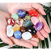 DUQGUHO 15 Pcs Natural Crystals Bulk Tumbled Stones Polished Irregular Quartz Crystal Set Chakra Colored Rocks Gemstones Vase Filler Landscape Bottom Decoration Energy Reiki Beginners Decoration