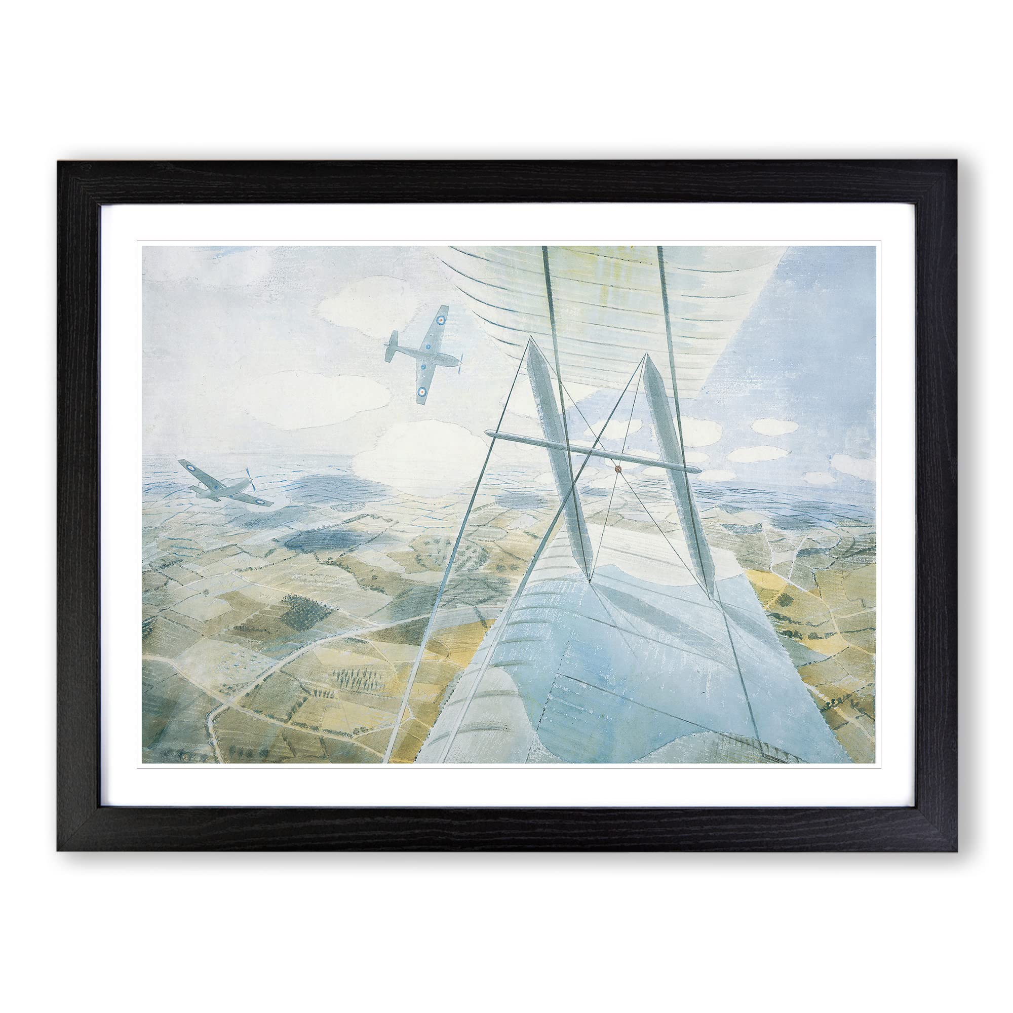 Eric Ravilious Hurricane in Flight 2 Classic Painting Framed Print | A4 Black Framed Wall Art | Ready to Hang | Classic Historical Picture | Living Room Bedroom Lounge Office
