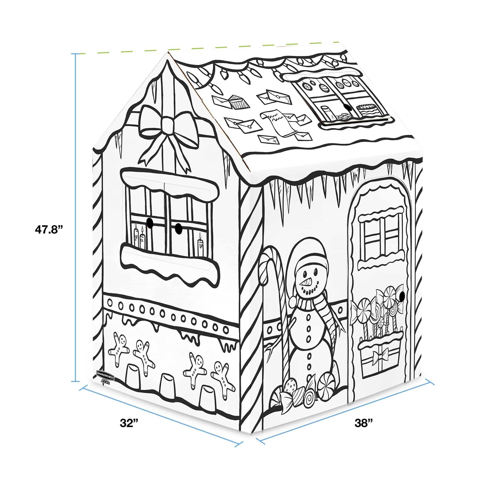 Bankers Box at Play Large Color in Gingerbread Playhouse, Cardboard Playhouse and Life Size Craft Activity for Kids and Families