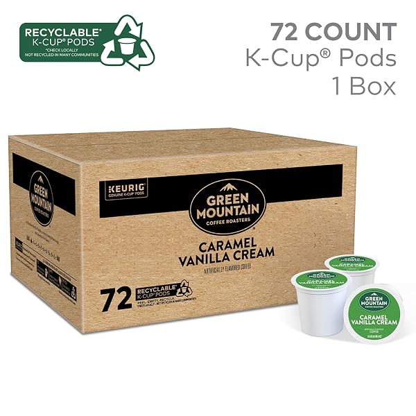 GREEN MOUNTAIN COFFEE ROASTERS CARAMEL VANILLA CREAM KEURIG SINGLE-SERVE K-CUP PODS, LIGHT ROAST COFFEE, 72 COUNT